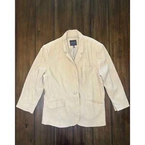 The Limited Tan Linen Blend Blazer‎ Size 16 Single Button Office Career